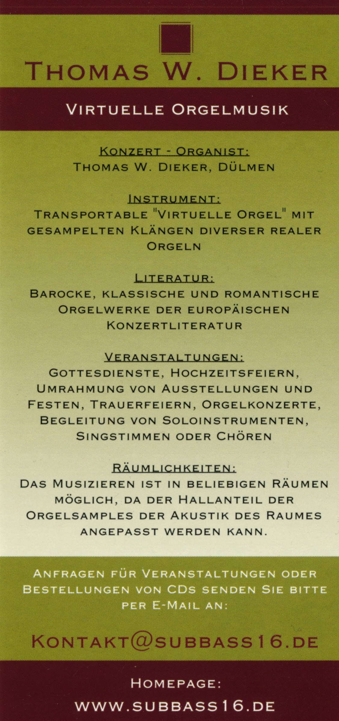 Flyer - Virtuelle Orgel